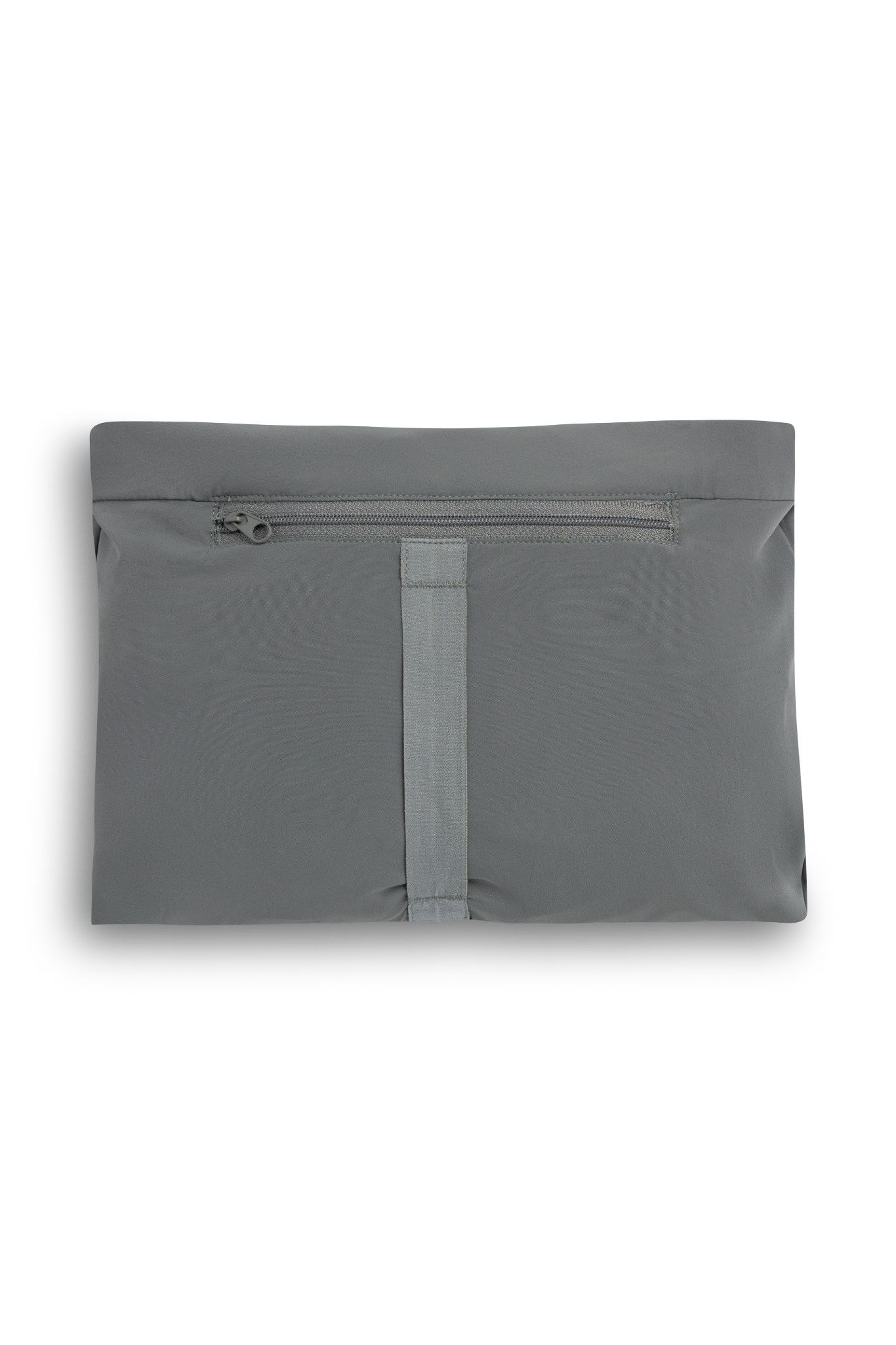 Khaki CASPARA Windluxe jacket packed down into its integrated zippered pouch.
